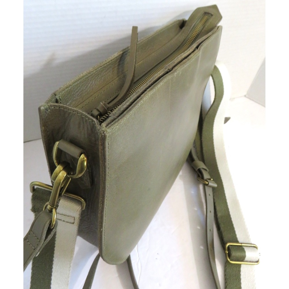 Madewell Tundra Green Transport Leather Saddle Bag Crossbody Shoulder Handbag - Picture 4 of 16